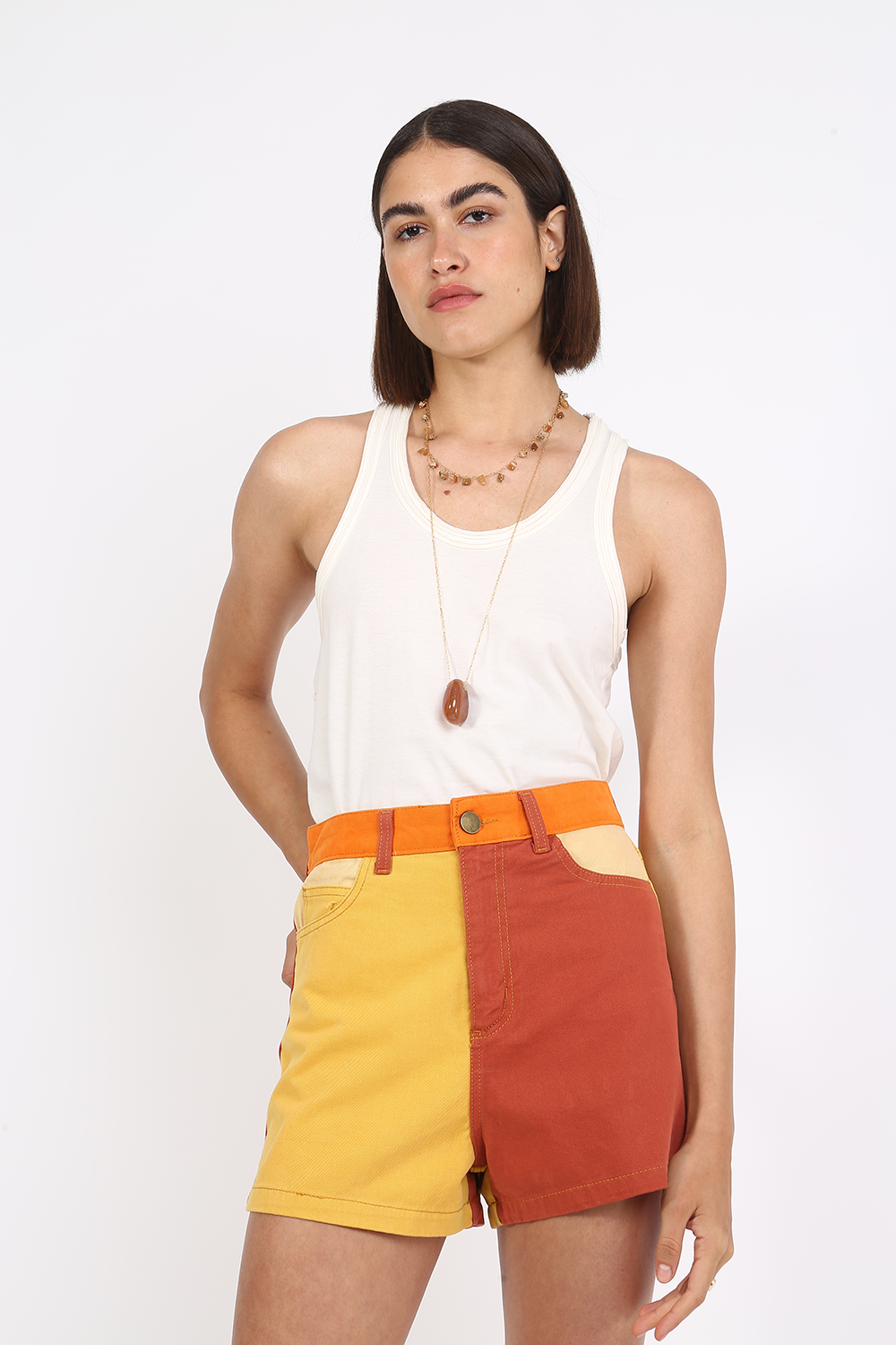 SHORTS JEANS COLOR BLOCK ALLMOST VINTAGE