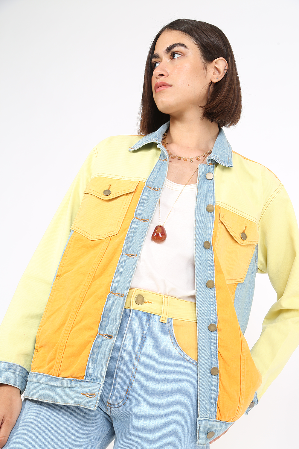 COLOR BLOCK JEANS JACKET