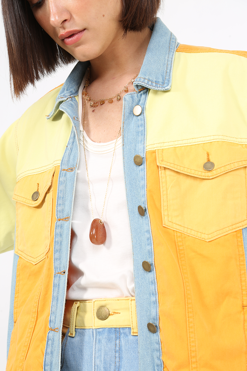 COLOR BLOCK JEANS JACKET