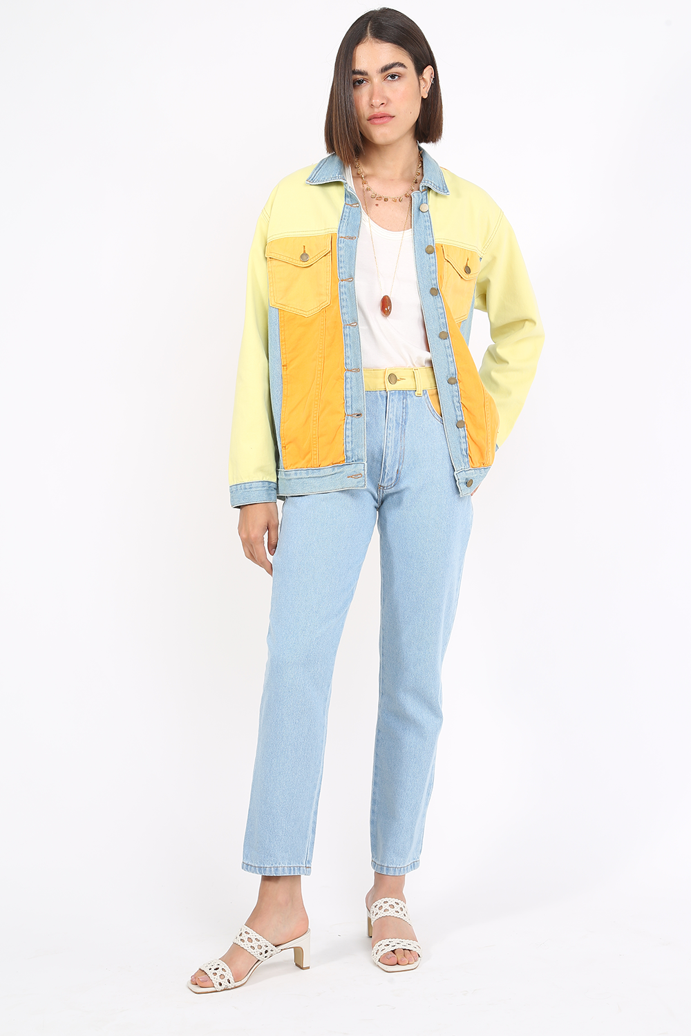 COLOR BLOCK JEANS JACKET