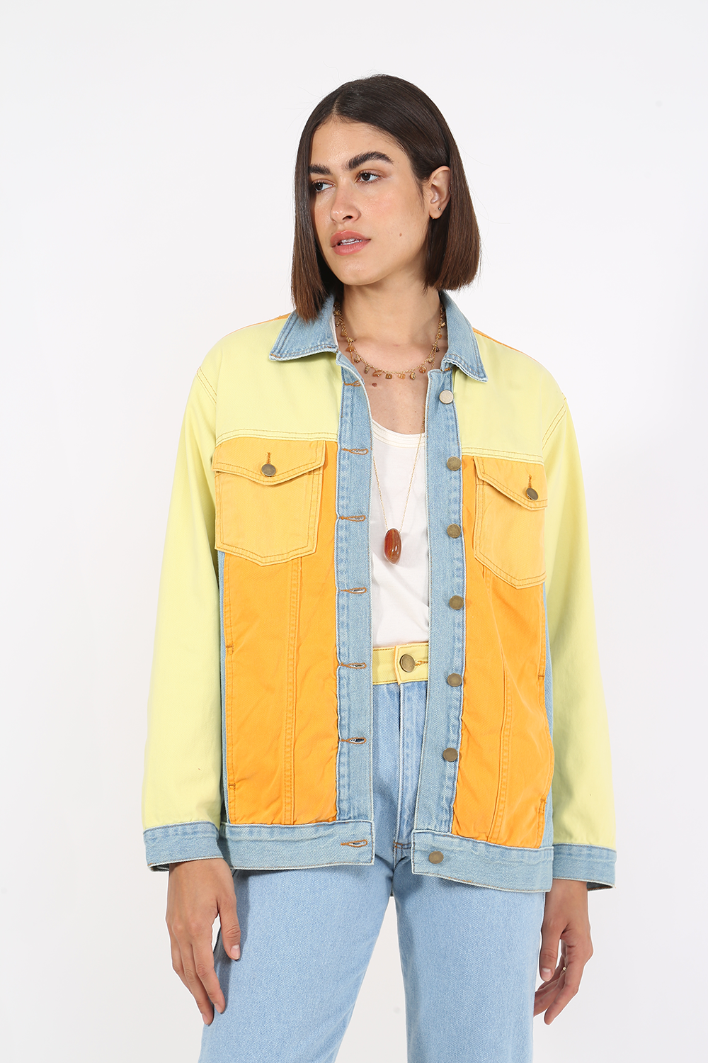 COLOR BLOCK JEANS JACKET