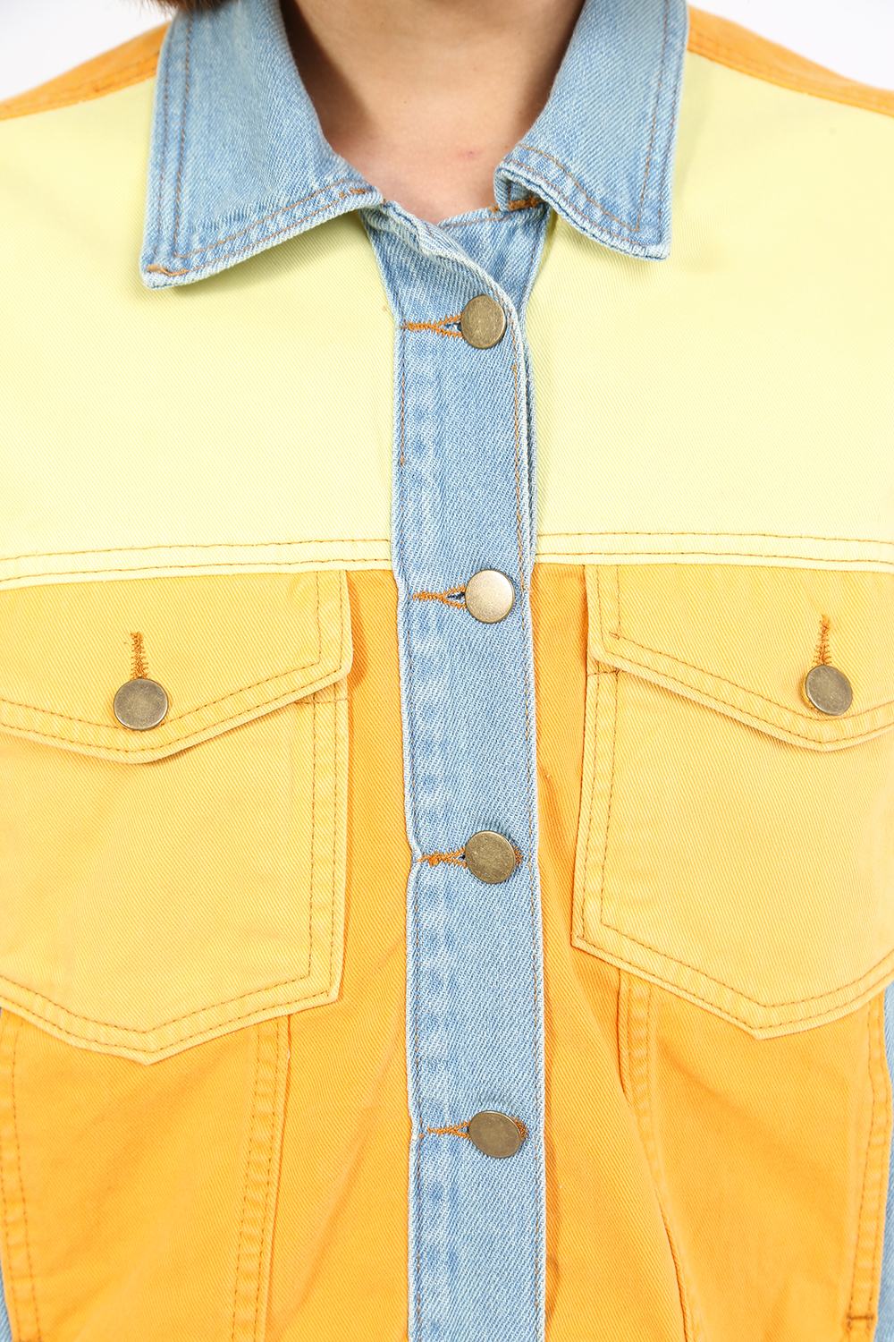 COLOR BLOCK JEANS JACKET