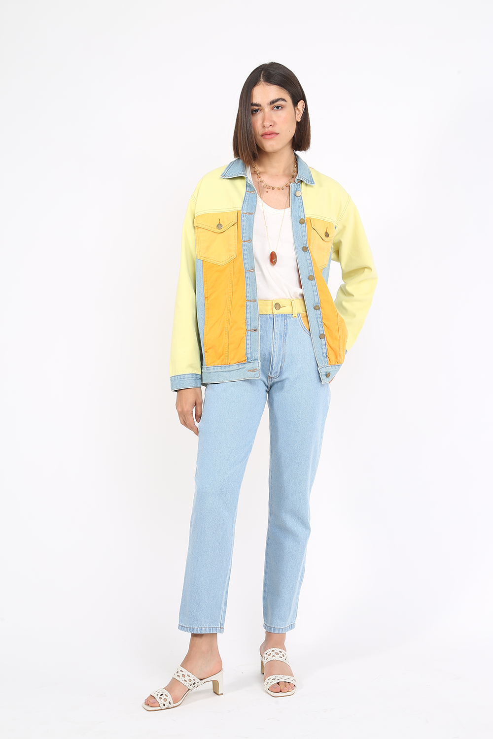 COLOR BLOCK JEANS JACKET
