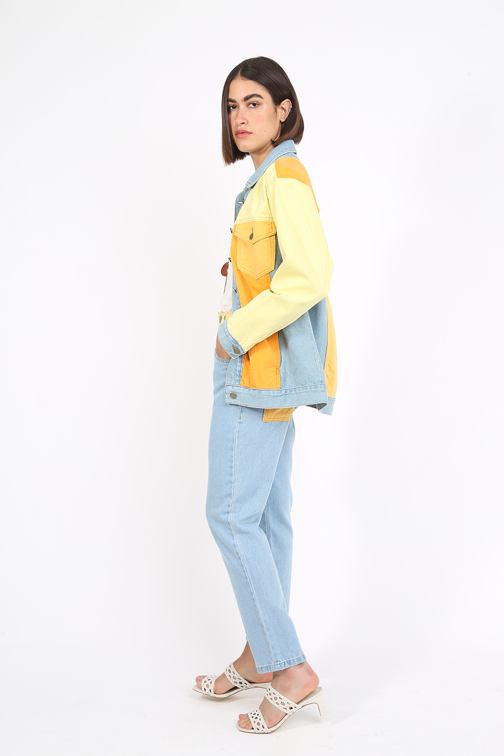 COLOR BLOCK JEANS JACKET