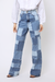 CALÇA WIDE LEG JEANS PATCH FRAMED