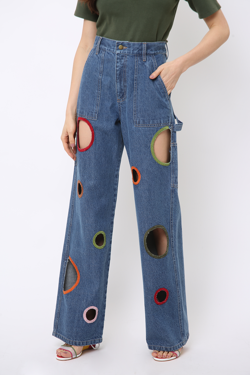POLAIOLLO FRAMED EMBROIDERED PANTS