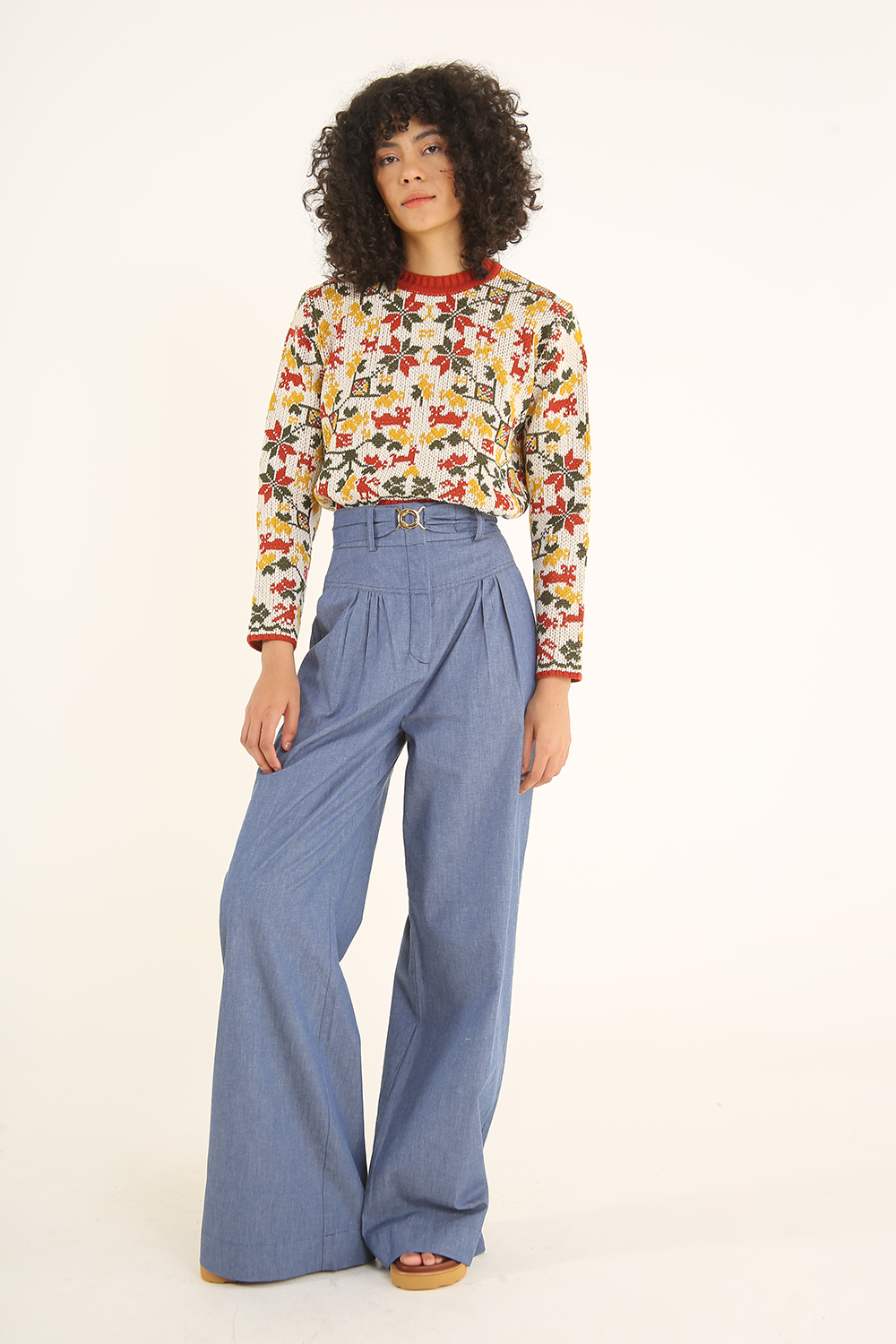 BARGELLO FRAMED KNITTED BLOUSE