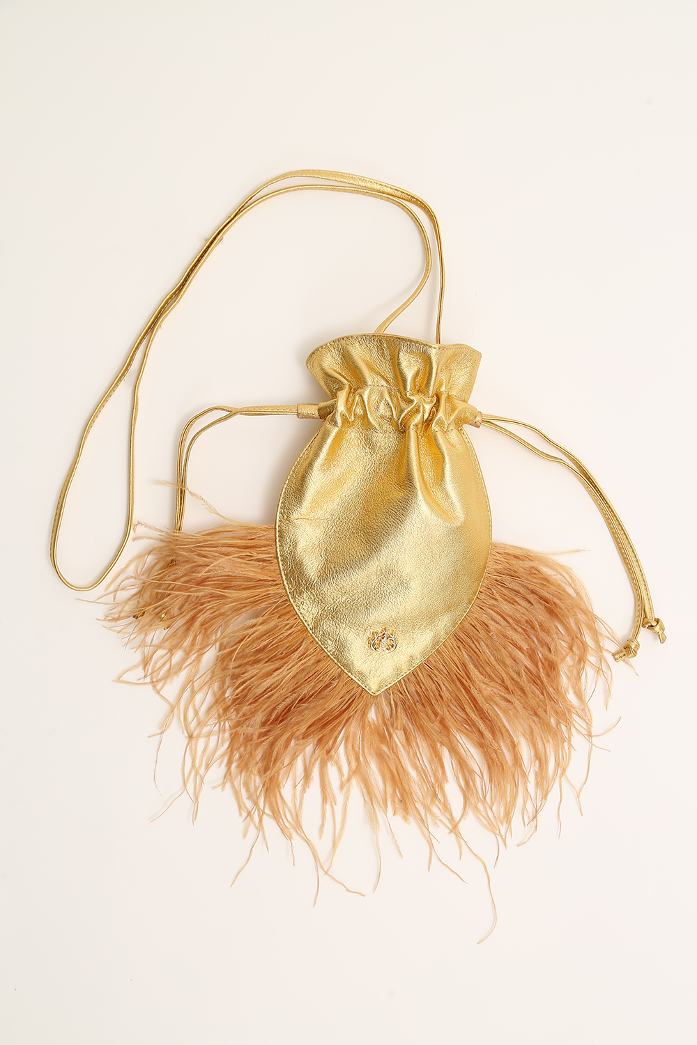 AMY BAG FEATHERS GOLDEN ISLAND