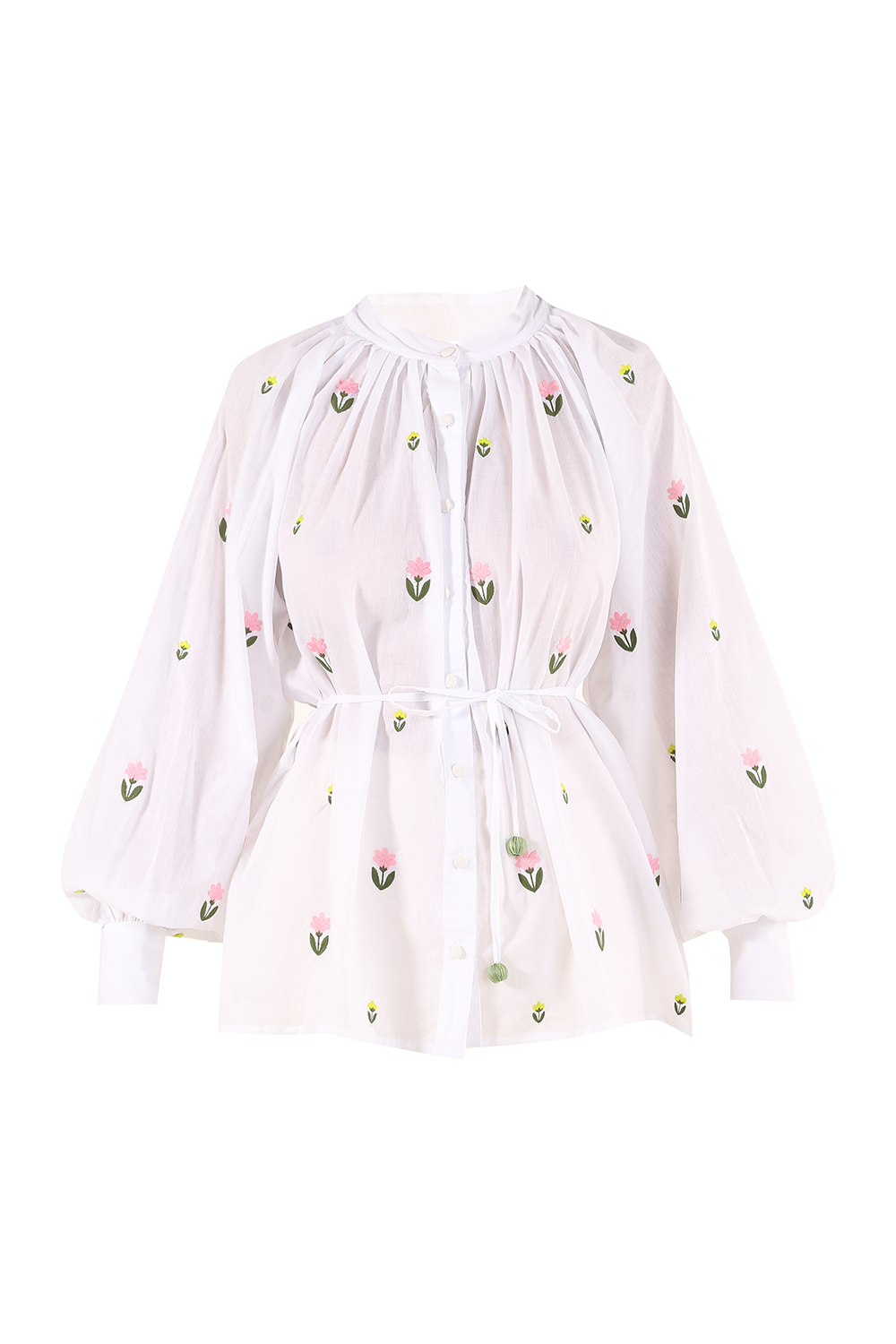 EMBROIDERED SHIRT LEAFY FLOWERS ALLMOST VINTAGE