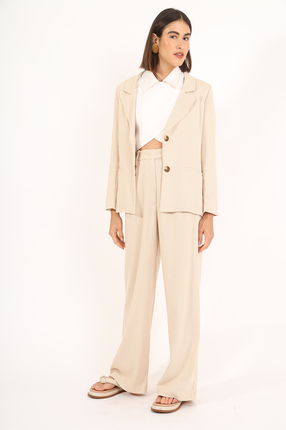 CALÇA BEIGE CHECK ALL MOST VINTAGE