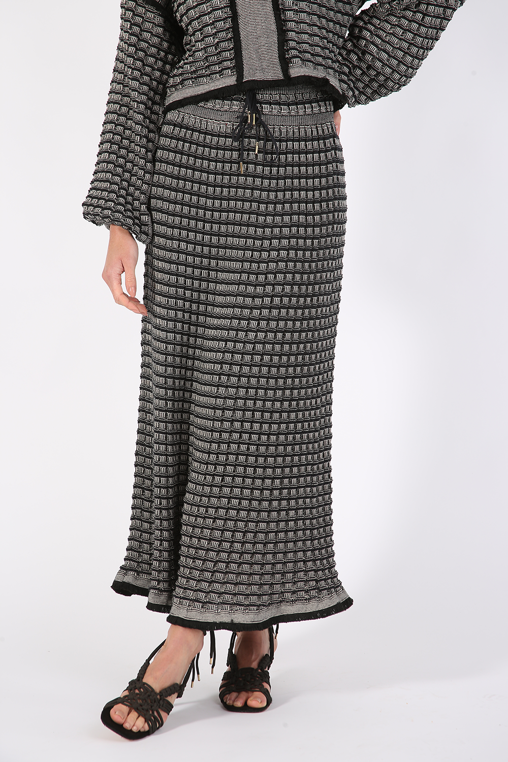 ALMA TRICO COTTON SKIRT WITH FRINGES LINNEN