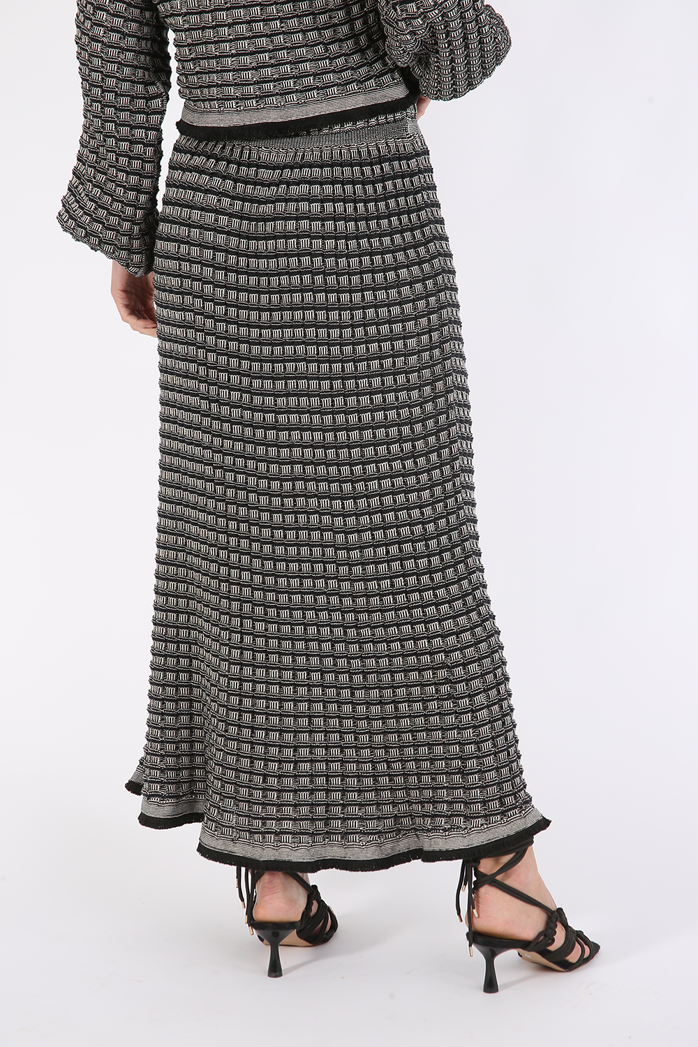 ALMA TRICO COTTON SKIRT WITH FRINGES LINNEN