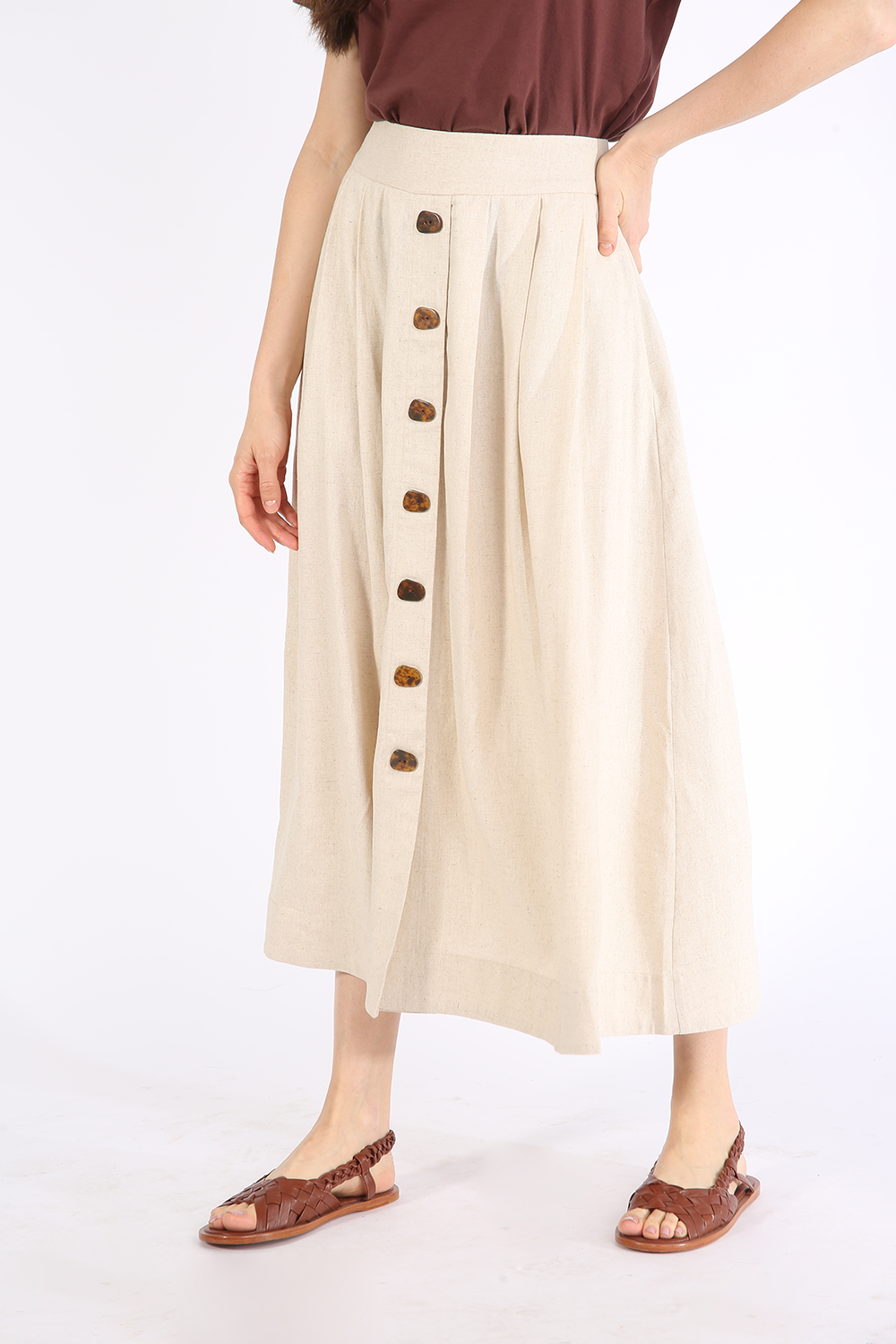 LINEN SKIRT BUTTONS OFF WHITE NORAH JOUR ET NUIT