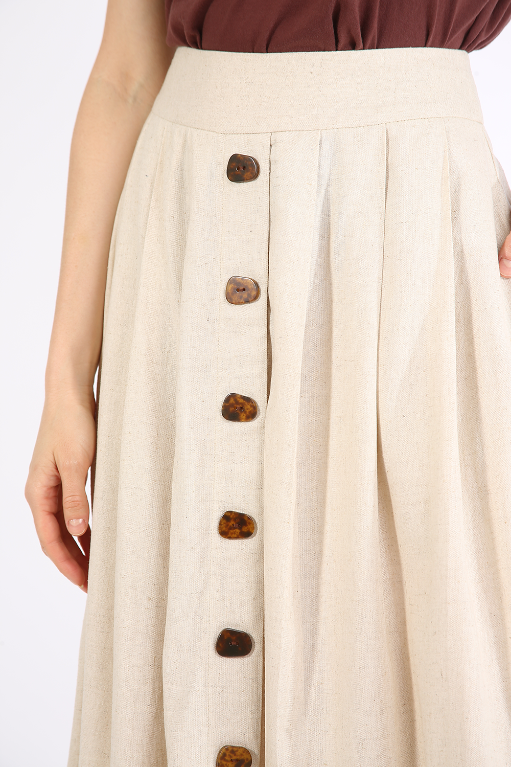 LINEN SKIRT BUTTONS OFF WHITE NORAH JOUR ET NUIT