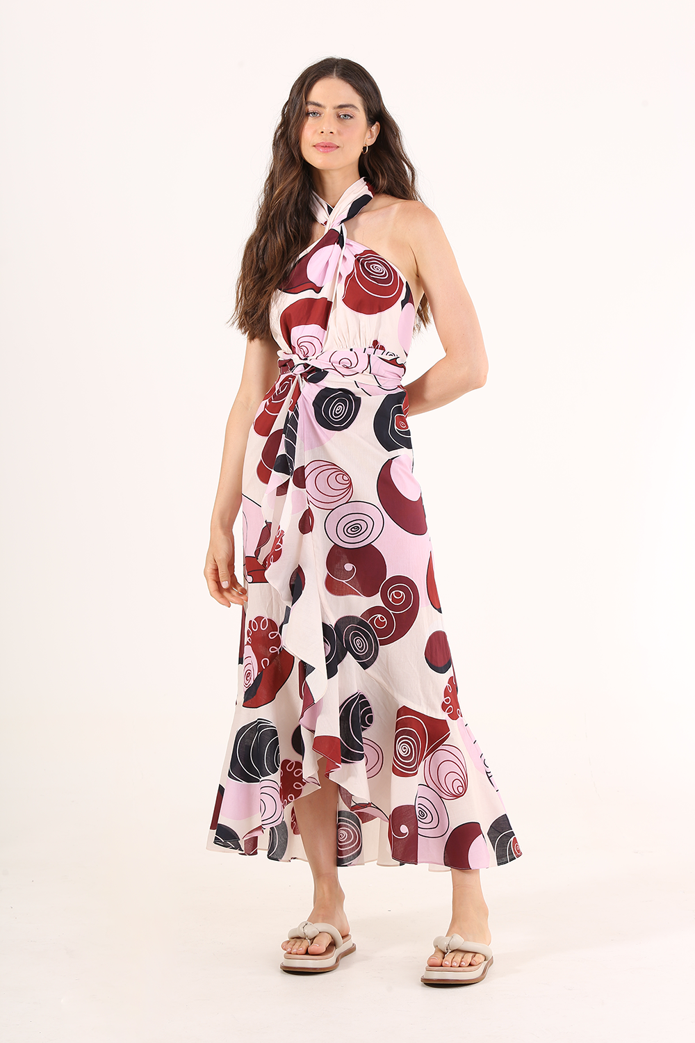LINNEN SNAIL PRINT TONES DRESS