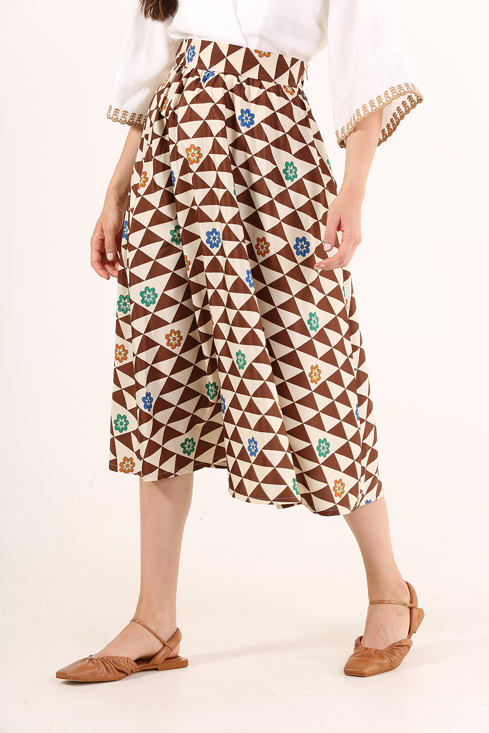 SAMMAROCA BROWN PRINTED SKIRT